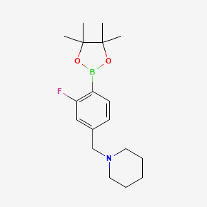 molecular formula C18H27BFNO2 B2607162 2-氟-4-(哌啶甲基)苯硼酸二缩水甘油酯 CAS No. 2096341-85-2
