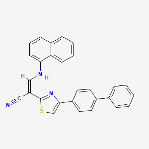 molecular formula C28H19N3S B2607163 (Z)-2-(4-([1,1'-联苯]-4-基)噻唑-2-基)-3-(萘-1-基氨基)丙烯腈 CAS No. 477187-94-3