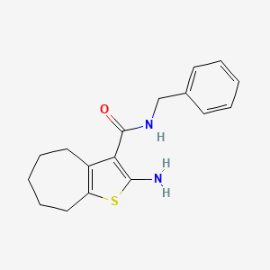 molecular formula C17H20N2OS B2607165 2-氨基-N-苄基-5,6,7,8-四氢-4H-环庚[b]噻吩-3-甲酰胺 CAS No. 588692-39-1