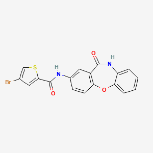 molecular formula C18H11BrN2O3S B2607167 4-溴-N-(11-氧代-10,11-二氢二苯并[b,f][1,4]恶杂环-2-基)噻吩-2-甲酰胺 CAS No. 1448077-83-5