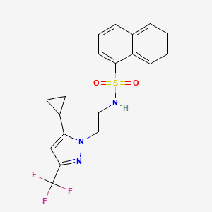 molecular formula C19H18F3N3O2S B2607171 N-(2-(5-环丙基-3-(三氟甲基)-1H-吡唑-1-基)乙基)萘-1-磺酰胺 CAS No. 1797831-28-7