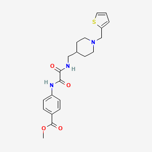 molecular formula C21H25N3O4S B2607176 4-(2-氧代-2-(((1-(噻吩-2-基甲基)哌啶-4-基)甲基)氨基)乙酰氨基)苯甲酸甲酯 CAS No. 953206-41-2