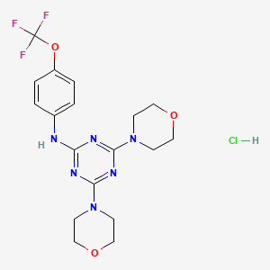 molecular formula C18H22ClF3N6O3 B2607182 4,6-dimorpholino-N-(4-(trifluoromethoxy)phenyl)-1,3,5-triazin-2-amine hydrochloride CAS No. 1177603-20-1