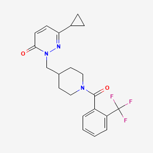 molecular formula C21H22F3N3O2 B2607184 6-环丙基-2-({1-[2-(三氟甲基)苯甲酰]哌啶-4-基}甲基)-2,3-二氢哒嗪-3-酮 CAS No. 2200859-08-9