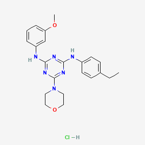 molecular formula C22H27ClN6O2 B2607196 盐酸N2-(4-乙基苯基)-N4-(3-甲氧基苯基)-6-吗啉基-1,3,5-三嗪-2,4-二胺 CAS No. 1179480-98-8