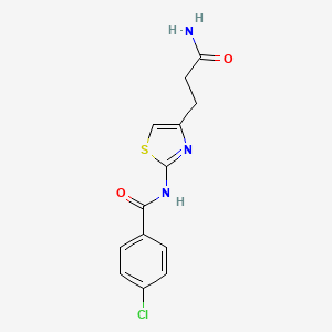 molecular formula C13H12ClN3O2S B2607204 N-(4-(3-amino-3-oxopropyl)thiazol-2-yl)-4-chlorobenzamide CAS No. 1021229-99-1