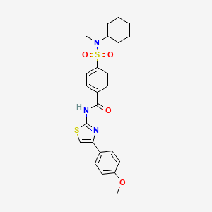 molecular formula C24H27N3O4S2 B2607205 4-[环己基(甲基)磺酰氨基]-N-[4-(4-甲氧基苯基)-1,3-噻唑-2-基]苯甲酰胺 CAS No. 683261-79-2