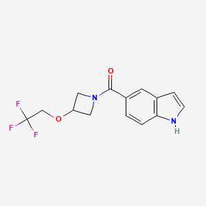 molecular formula C14H13F3N2O2 B2607216 (1H-indol-5-yl)(3-(2,2,2-trifluoroethoxy)azetidin-1-yl)methanone CAS No. 2034543-02-5