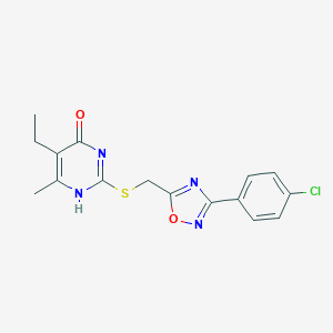 2-[[3-(4-chlorophenyl)-1,2,4-oxadiazol-5-yl]methylsulfanyl]-5-ethyl-6-methyl-1H-pyrimidin-4-one