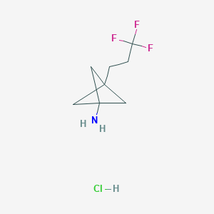 molecular formula C8H13ClF3N B2607221 3-(3,3,3-三氟丙基)双环[1.1.1]戊烷-1-胺；盐酸盐 CAS No. 2567502-77-4