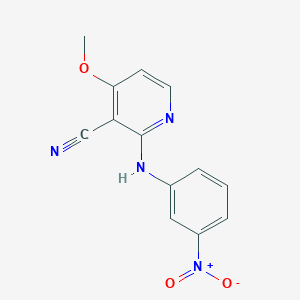 molecular formula C13H10N4O3 B2607234 4-甲氧基-2-(3-硝基苯胺基)烟腈 CAS No. 341966-95-8