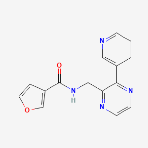 molecular formula C15H12N4O2 B2607236 N-((3-(吡啶-3-基)吡嗪-2-基)甲基)呋喃-3-甲酰胺 CAS No. 2034614-86-1