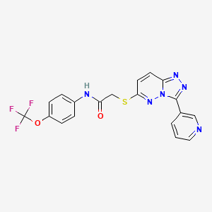 molecular formula C19H13F3N6O2S B2607237 2-((3-(吡啶-3-基)-[1,2,4]三唑并[4,3-b]哒嗪-6-基)硫代)-N-(4-(三氟甲氧基)苯基)乙酰胺 CAS No. 868968-82-5