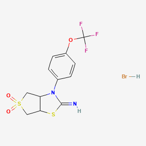 molecular formula C12H12BrF3N2O3S2 B2607241 2-亚氨基-3-(4-(三氟甲氧基)苯基)六氢噻吩并[3,4-d]噻唑 5,5-二氧化物氢溴酸盐 CAS No. 1217091-25-2