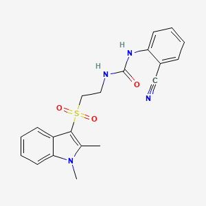 B2607255 1-(2-cyanophenyl)-3-(2-((1,2-dimethyl-1H-indol-3-yl)sulfonyl)ethyl)urea CAS No. 946291-69-6