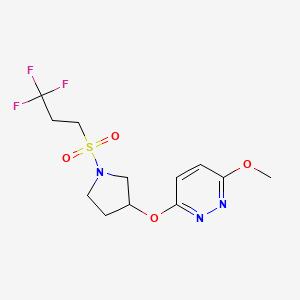 B2607256 3-Methoxy-6-((1-((3,3,3-trifluoropropyl)sulfonyl)pyrrolidin-3-yl)oxy)pyridazine CAS No. 2034503-82-5