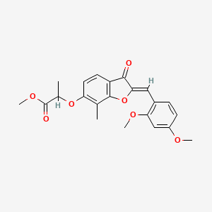 B2607263 (Z)-methyl 2-((2-(2,4-dimethoxybenzylidene)-7-methyl-3-oxo-2,3-dihydrobenzofuran-6-yl)oxy)propanoate CAS No. 859666-13-0