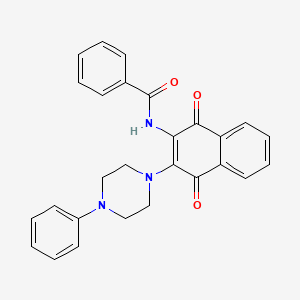 B2607267 N-[1,4-dioxo-3-(4-phenyl-1-piperazinyl)-2-naphthalenyl]benzamide CAS No. 1640259-27-3