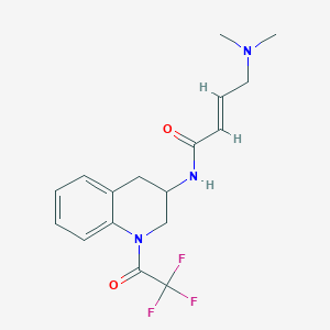 B2607268 (E)-4-(Dimethylamino)-N-[1-(2,2,2-trifluoroacetyl)-3,4-dihydro-2H-quinolin-3-yl]but-2-enamide CAS No. 2411333-47-4