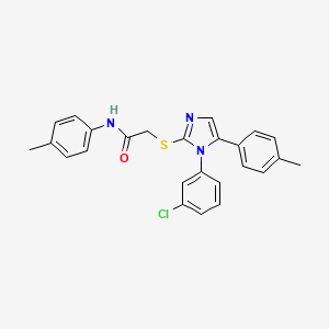 molecular formula C25H22ClN3OS B2607272 2-((1-(3-氯苯基)-5-(对甲苯基)-1H-咪唑-2-基)硫代)-N-(对甲苯基)乙酰胺 CAS No. 1207045-37-1