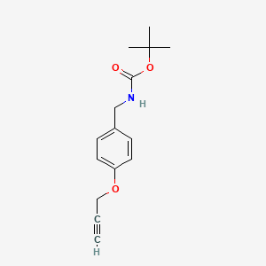 molecular formula C15H19NO3 B2607275 氨基甲酸，N-[[4-(2-丙炔-1-氧基)苯基]甲基]，1,1-二甲基乙酯 CAS No. 1380401-33-1