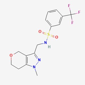 molecular formula C15H16F3N3O3S B2607278 N-((1-甲基-1,4,6,7-四氢吡喃[4,3-c]吡唑-3-基)甲基)-3-(三氟甲基)苯磺酰胺 CAS No. 1797861-19-8
