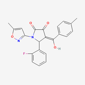 molecular formula C22H17FN2O4 B2607281 5-(2-fluorophenyl)-3-hydroxy-4-(4-methylbenzoyl)-1-(5-methylisoxazol-3-yl)-1H-pyrrol-2(5H)-one CAS No. 618874-07-0