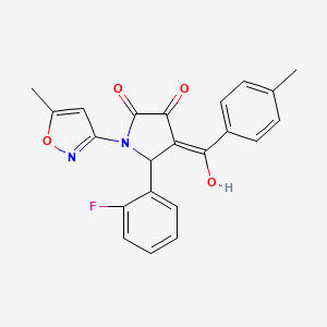 molecular formula C22H17FN2O4 B2607281 5-(2-氟苯基)-3-羟基-4-(4-甲基苯甲酰)-1-(5-甲基异恶唑-3-基)-1H-吡咯-2(5H)-酮 CAS No. 618874-07-0