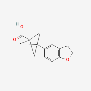 molecular formula C14H14O3 B2607288 3-(2,3-Dihydro-1-benzofuran-5-yl)bicyclo[1.1.1]pentane-1-carboxylic acid CAS No. 2287290-12-2
