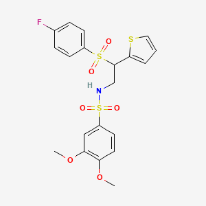 molecular formula C20H20FNO6S3 B2607291 N-[2-[(4-fluorophenyl)sulfonyl]-2-(2-thienyl)ethyl]-3,4-dimethoxybenzenesulfonamide CAS No. 896346-35-3
