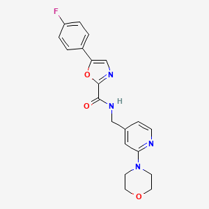 molecular formula C20H19FN4O3 B2607293 5-(4-fluorophenyl)-N-((2-morpholinopyridin-4-yl)methyl)oxazole-2-carboxamide CAS No. 1798539-01-1