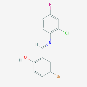 molecular formula C13H8BrClFNO B2607296 4-bromo-2-{(E)-[(2-chloro-4-fluorophenyl)imino]methyl}phenol CAS No. 481682-32-0