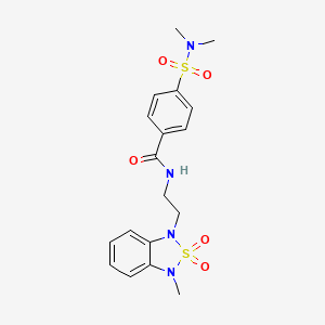 molecular formula C18H22N4O5S2 B2607297 4-(N,N-dimethylsulfamoyl)-N-(2-(3-methyl-2,2-dioxidobenzo[c][1,2,5]thiadiazol-1(3H)-yl)ethyl)benzamide CAS No. 2034238-15-6