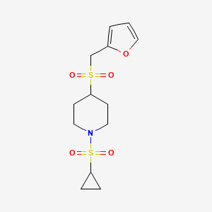 molecular formula C13H19NO5S2 B2607301 1-(Cyclopropylsulfonyl)-4-((furan-2-ylmethyl)sulfonyl)piperidine CAS No. 1448058-34-1
