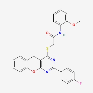 B2607306 2-((2-(4-fluorophenyl)-5H-chromeno[2,3-d]pyrimidin-4-yl)thio)-N-(2-methoxyphenyl)acetamide CAS No. 872196-80-0