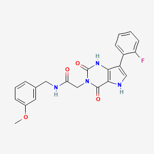 molecular formula C22H19FN4O4 B2607313 2-(7-(2-氟苯基)-2,4-二氧代-1H-吡咯并[3,2-d]嘧啶-3(2H,4H,5H)-基)-N-(3-甲氧基苄基)乙酰胺 CAS No. 1115336-64-5