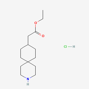 molecular formula C14H26ClNO2 B2607316 3-氮杂螺[5.5]十一烷-9-乙酸乙酯盐酸盐 CAS No. 1803608-00-5