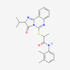 B2607320 N-(2,3-dimethylphenyl)-2-((2-isopropyl-3-oxo-2,3-dihydroimidazo[1,2-c]quinazolin-5-yl)thio)propanamide CAS No. 1189969-27-4