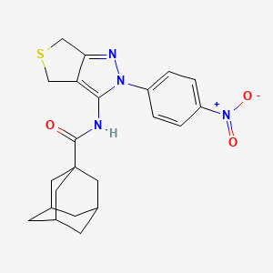 molecular formula C22H24N4O3S B2607337 N-[2-(4-硝基苯基)-4,6-二氢噻吩并[3,4-c]吡唑-3-基]金刚烷-1-甲酰胺 CAS No. 396724-14-4
