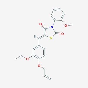 molecular formula C22H21NO5S B260735 5-[4-(Allyloxy)-3-ethoxybenzylidene]-3-(2-methoxyphenyl)-1,3-thiazolidine-2,4-dione 