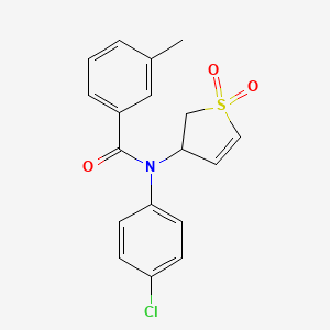 molecular formula C18H16ClNO3S B2607353 N-(4-chlorophenyl)-N-(1,1-dioxido-2,3-dihydrothiophen-3-yl)-3-methylbenzamide CAS No. 863007-30-1