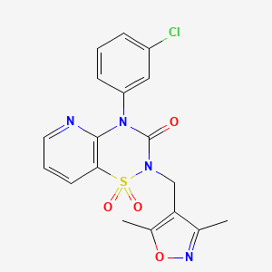 4-(3-chlorophenyl)-2-((3,5-dimethylisoxazol-4-yl)methyl)-2H-pyrido[2,3-e][1,2,4]thiadiazin-3(4H)-one 1,1-dioxide