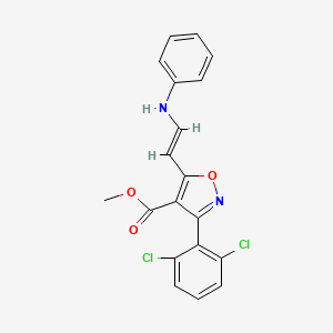 molecular formula C19H14Cl2N2O3 B2607371 3-(2,6-二氯苯基)-5-[(E)-2-(苯氨基)乙烯基]-1,2-恶唑-4-羧酸甲酯 CAS No. 338394-29-9