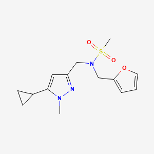 molecular formula C14H19N3O3S B2607373 N-((5-环丙基-1-甲基-1H-吡唑-3-基)甲基)-N-(呋喃-2-基甲基)甲磺酰胺 CAS No. 1787880-14-1