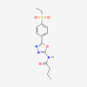molecular formula C14H17N3O4S B2607381 N-(5-(4-(乙磺酰基)苯基)-1,3,4-恶二唑-2-基)丁酰胺 CAS No. 1171474-56-8