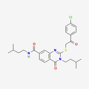 2-((2-(4-chlorophenyl)-2-oxoethyl)thio)-N,3-diisopentyl-4-oxo-3,4-dihydroquinazoline-7-carboxamide