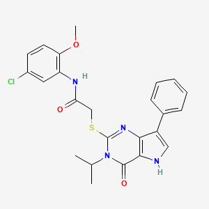 molecular formula C24H23ClN4O3S B2607383 N-(5-chloro-2-methoxyphenyl)-2-((3-isopropyl-4-oxo-7-phenyl-4,5-dihydro-3H-pyrrolo[3,2-d]pyrimidin-2-yl)thio)acetamide CAS No. 2034314-85-5