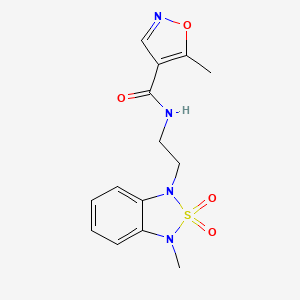 molecular formula C14H16N4O4S B2607392 5-methyl-N-(2-(3-methyl-2,2-dioxidobenzo[c][1,2,5]thiadiazol-1(3H)-yl)ethyl)isoxazole-4-carboxamide CAS No. 2034238-65-6