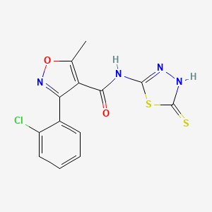 molecular formula C13H9ClN4O2S2 B2607397 3-(2-chlorophenyl)-N-(5-mercapto-1,3,4-thiadiazol-2-yl)-5-methylisoxazole-4-carboxamide CAS No. 391864-10-1