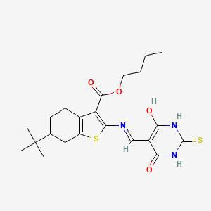 butyl 6-(tert-butyl)-2-(((4,6-dioxo-2-thioxotetrahydropyrimidin-5(2H)-ylidene)methyl)amino)-4,5,6,7-tetrahydrobenzo[b]thiophene-3-carboxylate